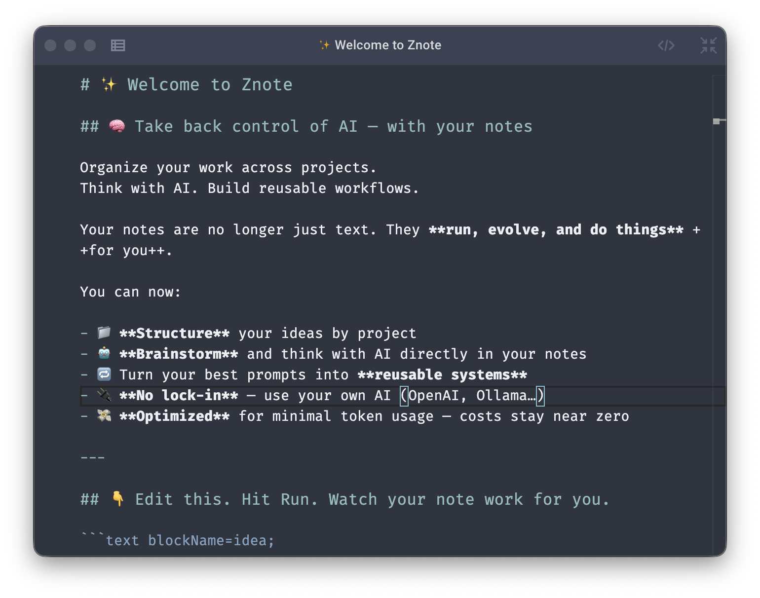 Code mode — Nord theme