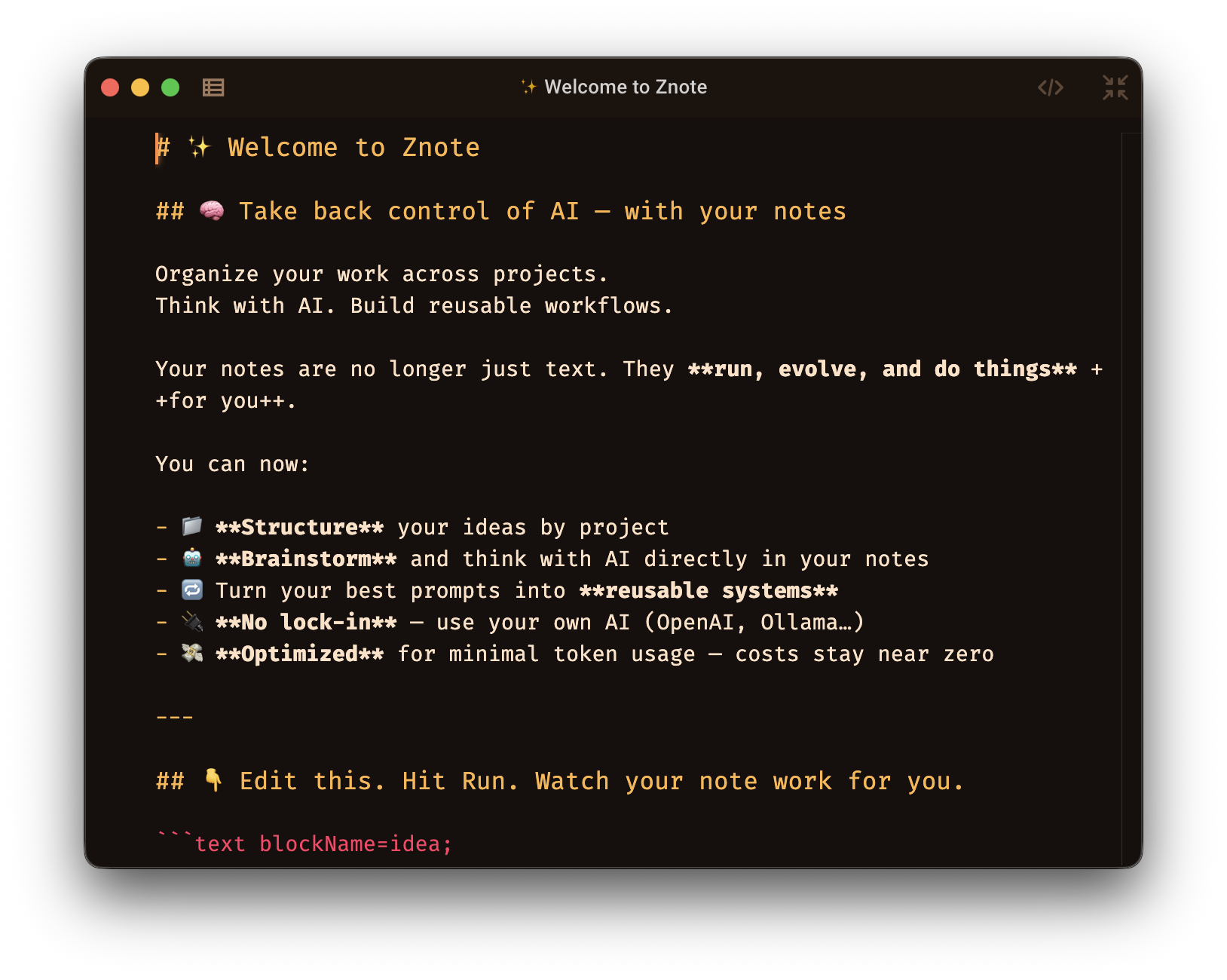 Code mode — Orange theme